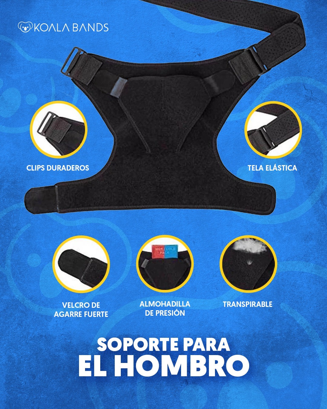 Koala Bands | Soporte para el hombro + 10 parches terapéuticos